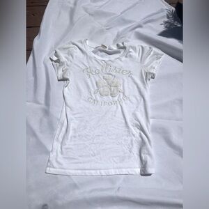 Hollister White Tee with California Clover Design